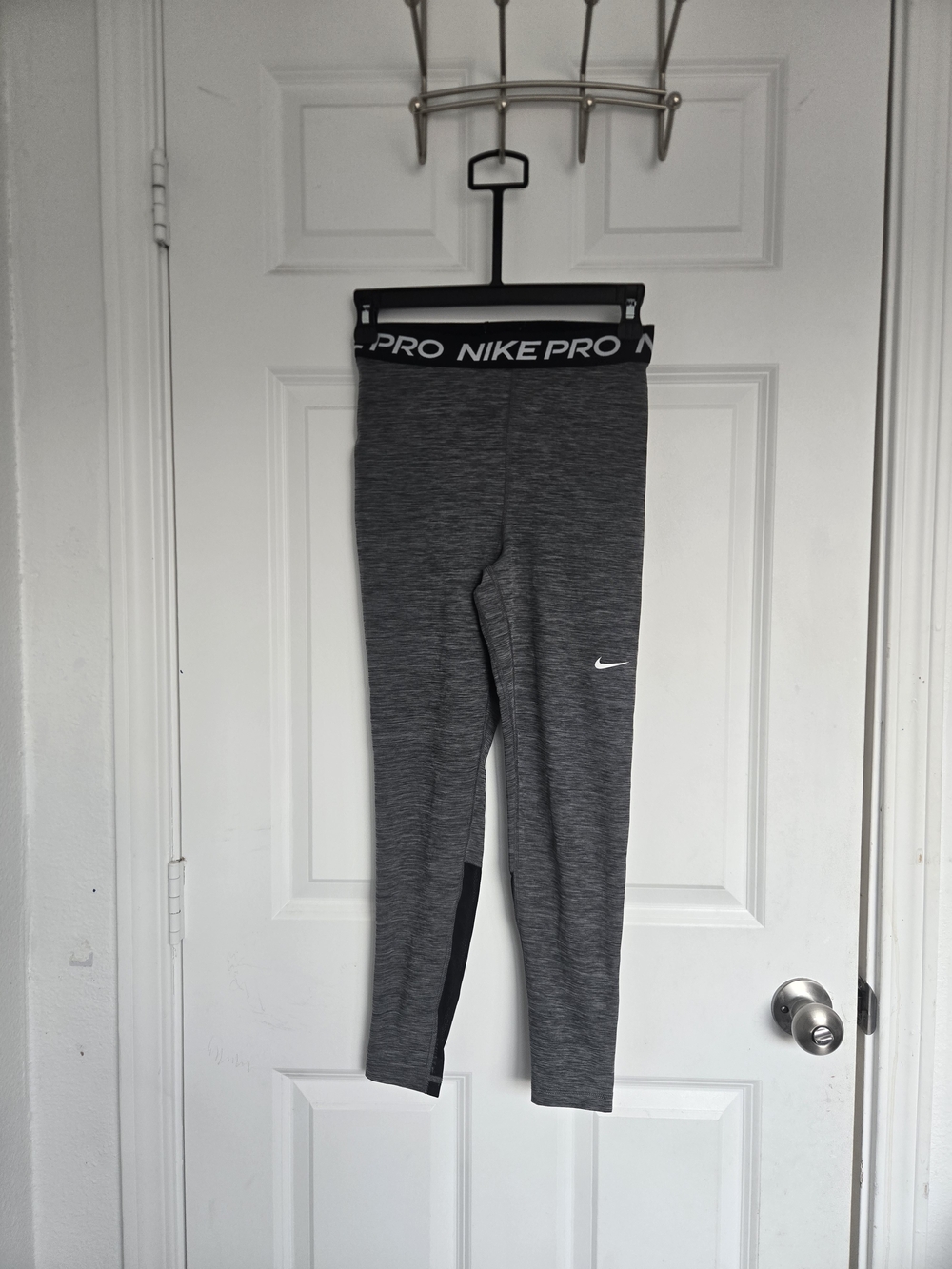 Nike Grey Pro Stretch Leggings with Black Waistband